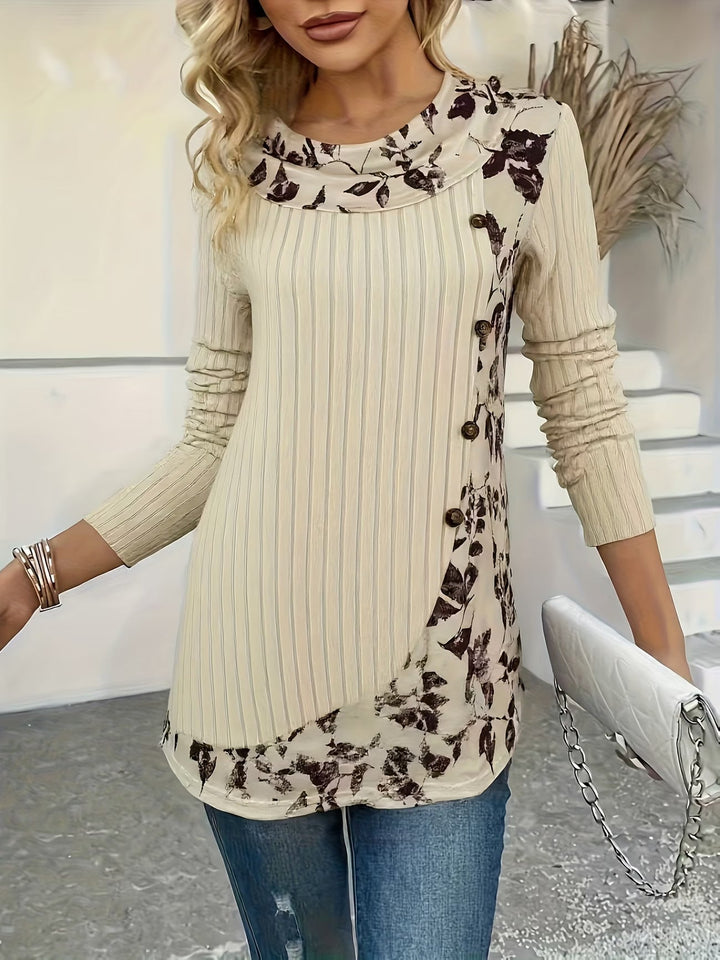 Lizeth - Camiseta De Manga Comprida Com Gola Redonda