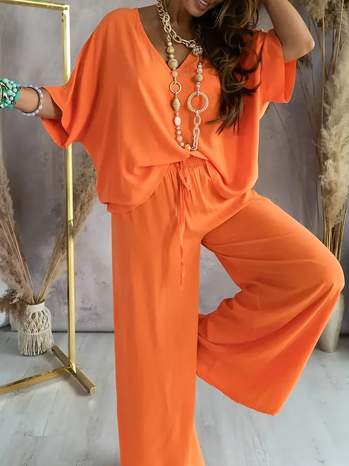 Essime - Conjunto Elegante Com Decote Em V