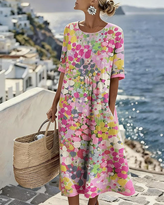 Sivena - Vestido Solto Elegante Com Estampado