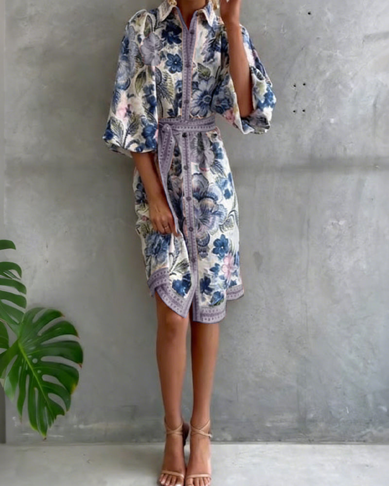 Nylera - Vestido Com Mangas Largas e Gola Recortada
