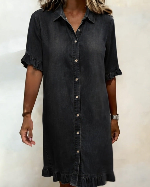 Ndapewa - Vestido Confortável de Ganga Com um Corte Lisonjeador