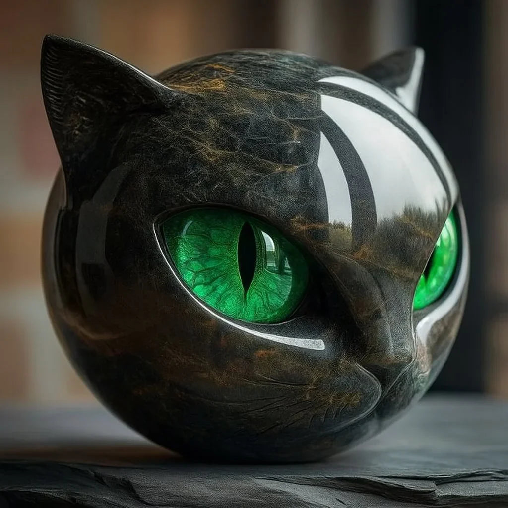 Nyxcharm - Escultura De Cabeça De Gato Preto Místico