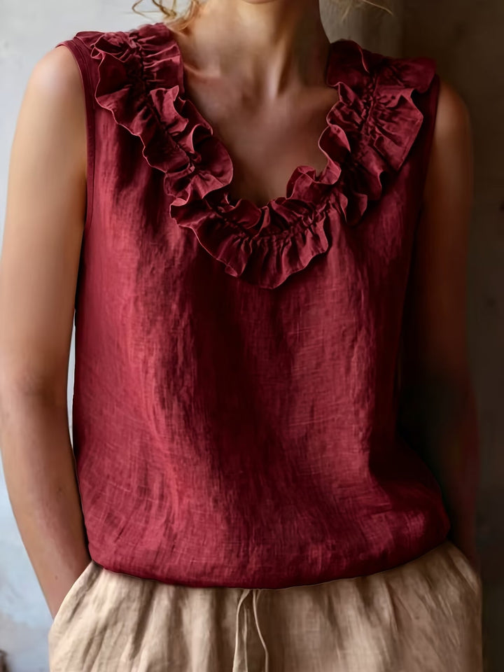 Safiya - Blusa SEM Mangas Com Decote Com Folhos