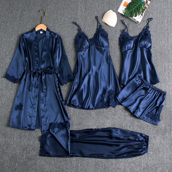 Noga - Conjunto de Roupa de Dormir de Seda com 5 Peças