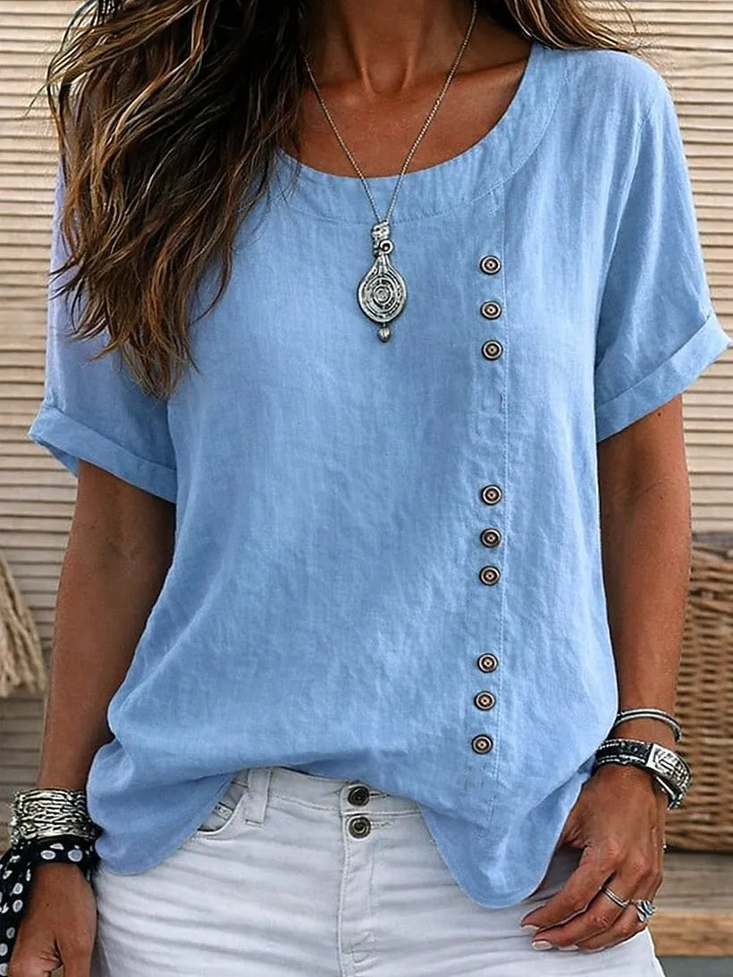 Mickale - Blusa De Algodão Com Botões