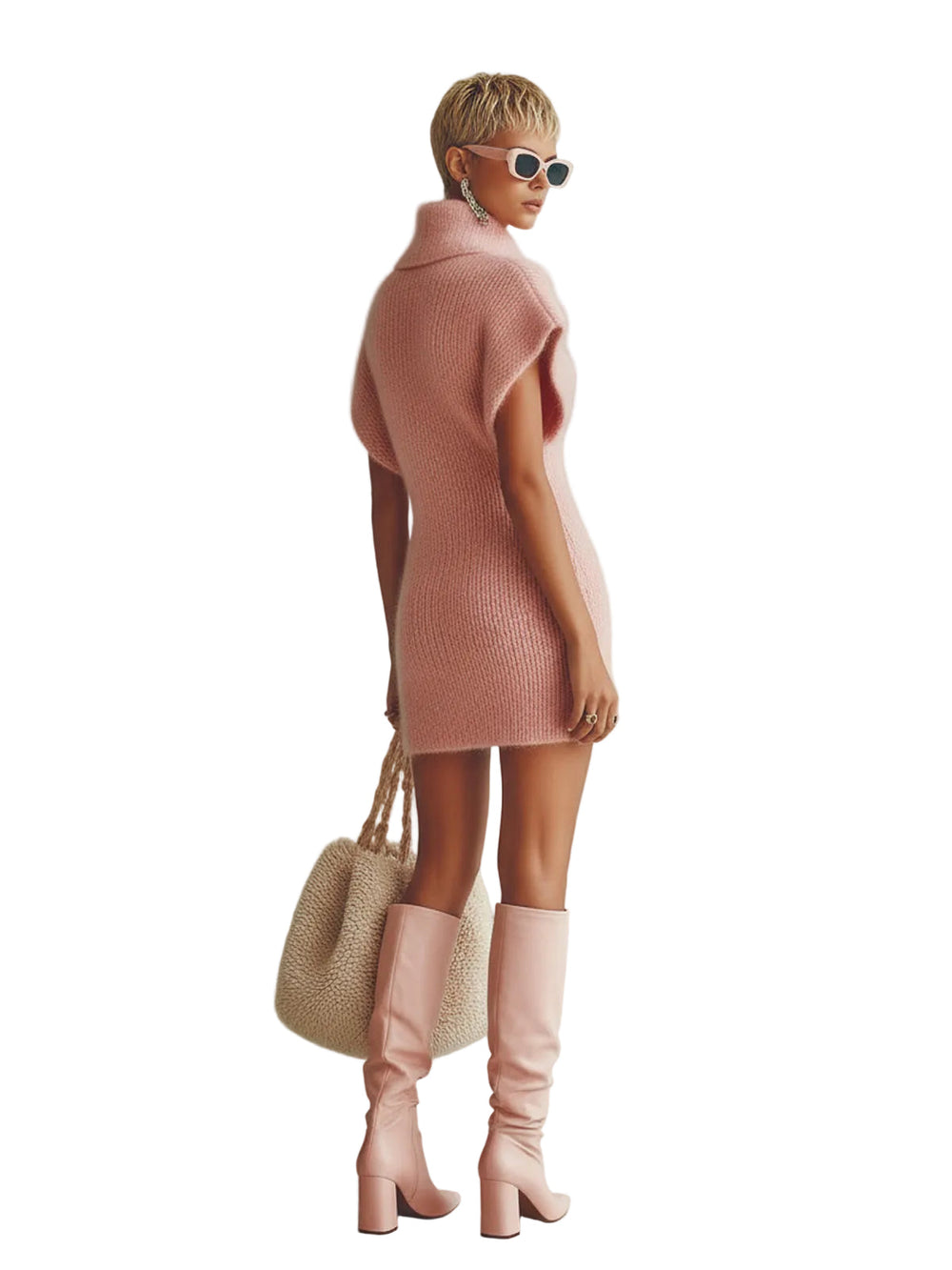 Ceyda - Mini Vestido De Malha Com Botões Na Frente