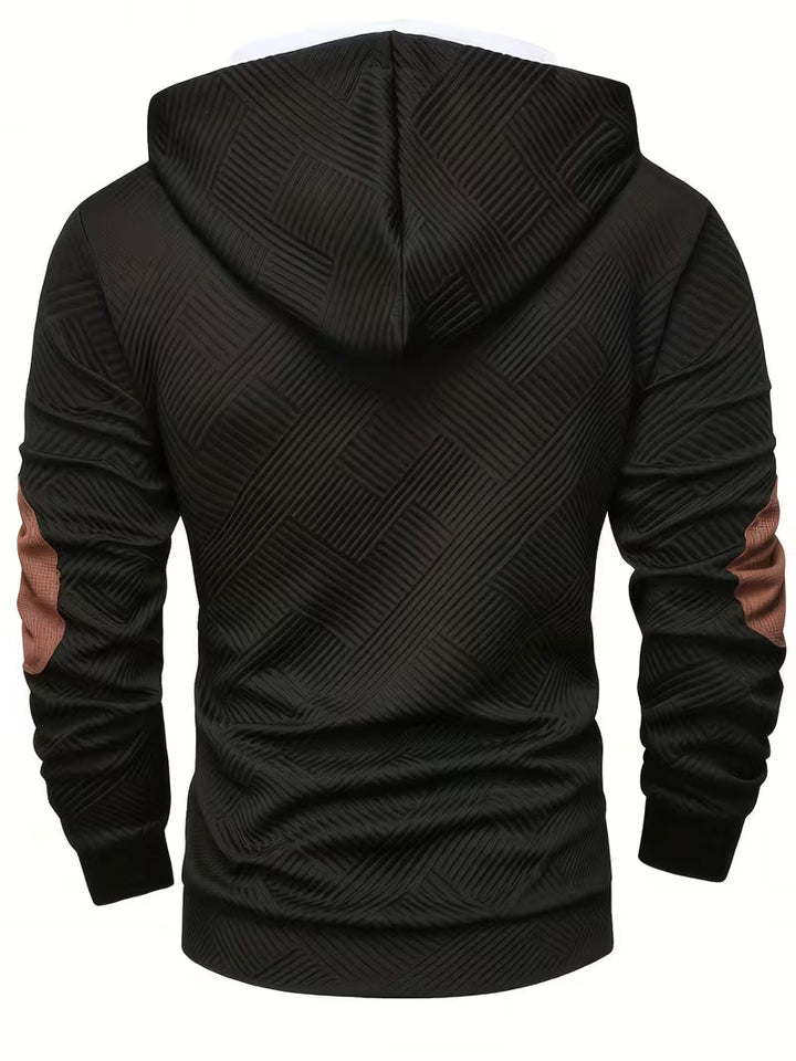 Alejandro - Camisola Com Capuz Texturada e Remendos Contrastantes Nos Cotovelos