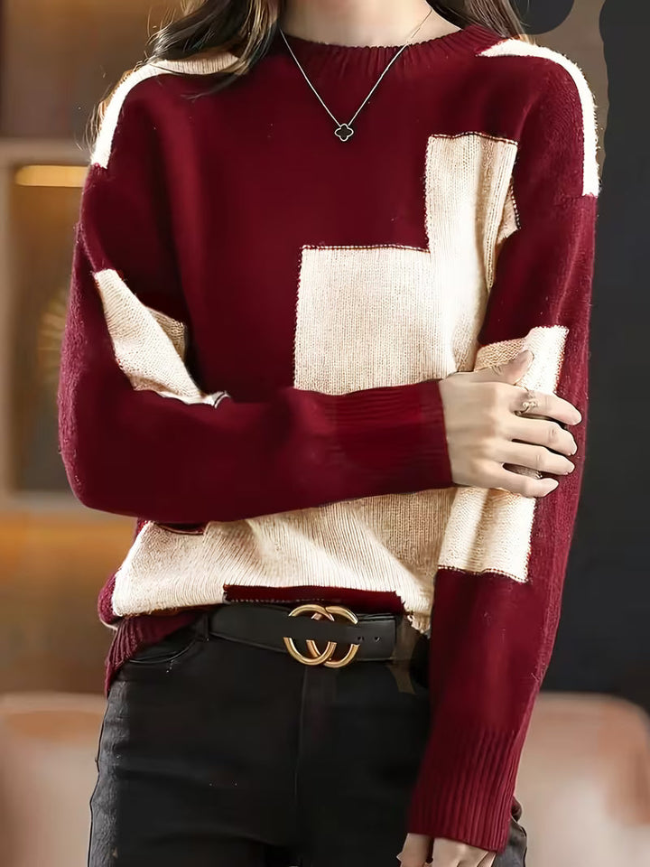 Marvelle - Camisola De Manga Comprida Com Gola Redonda E Blocos De Cor