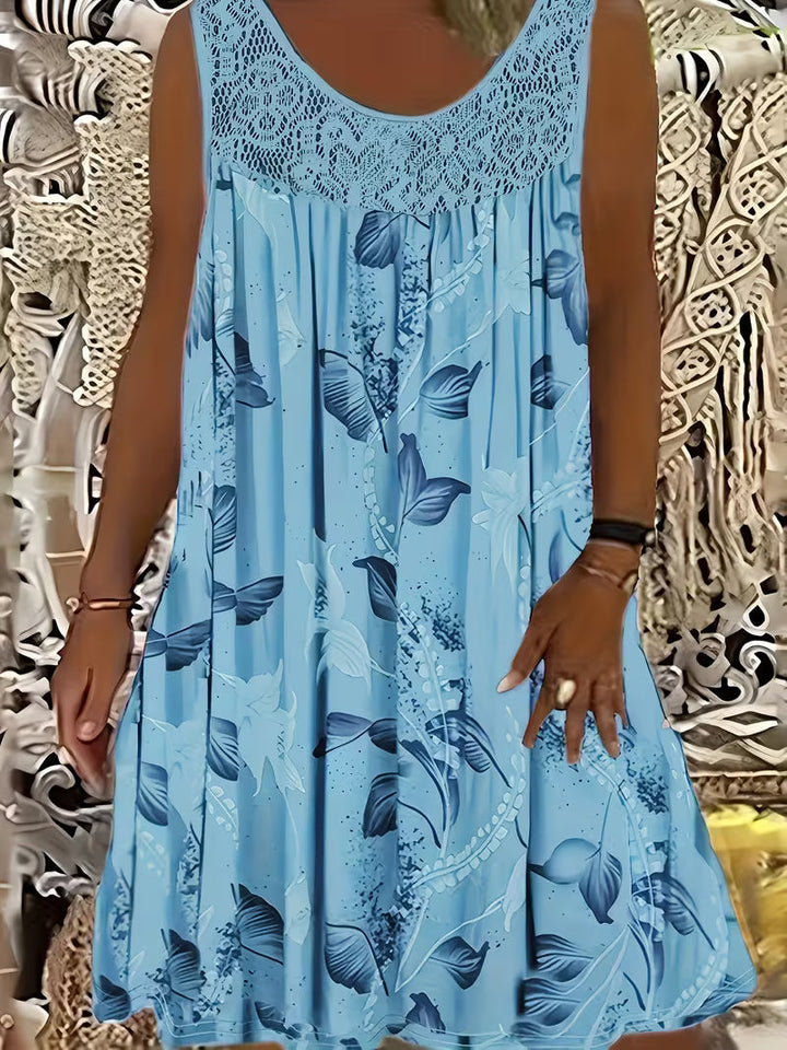 Samudri - Vestido Maxi largo Sem Mangas Com Gola Redonda