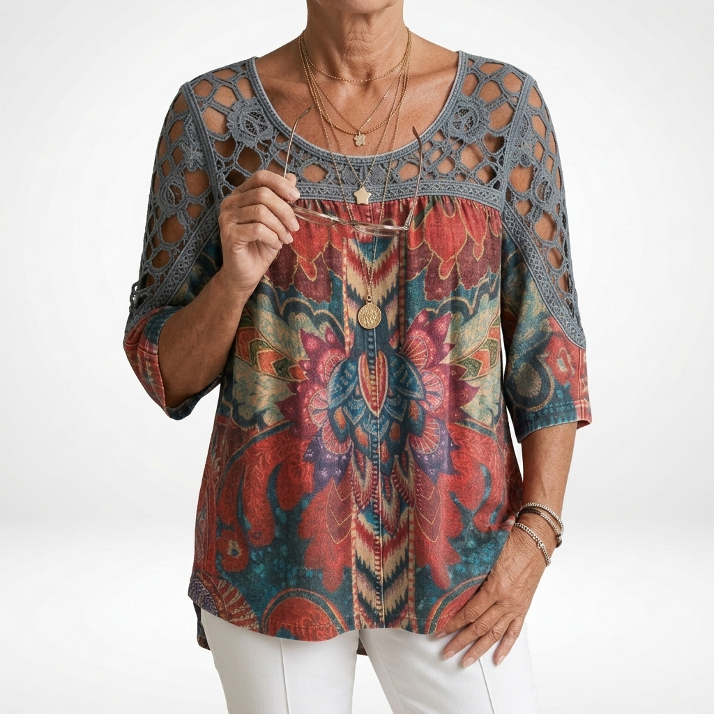 Steven - Blusa com Estampado Etnico Boémio