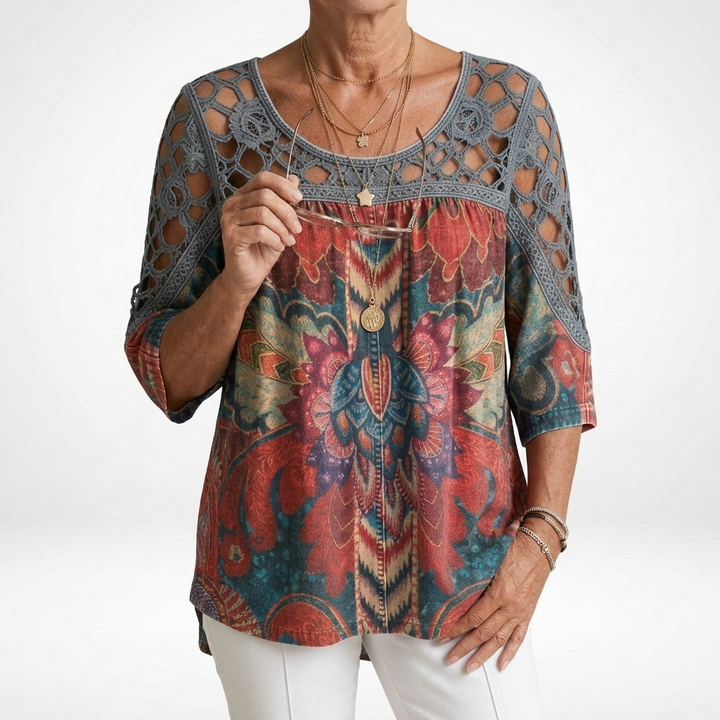 Steven - Blusa com Estampado Etnico Boémio
