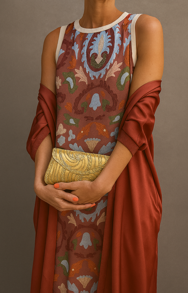 Irmtraut - Vestido Estampado com Padrões Ricos