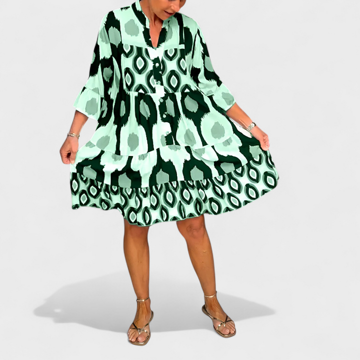 Suciana - Vestido Com Decote Em V e Estampado Boho