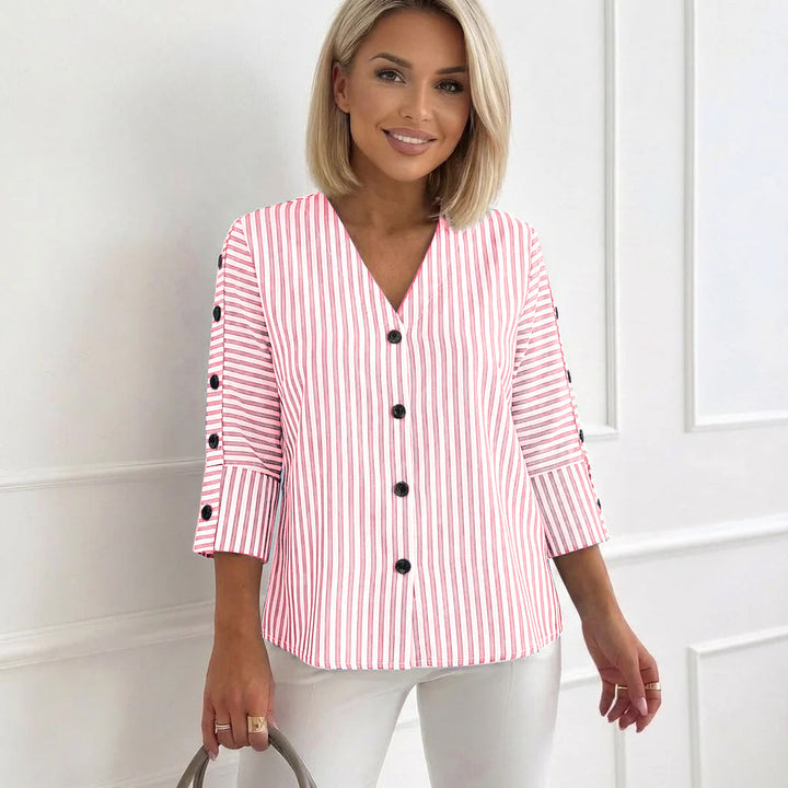 Eleesa - Blusa Confortável às Riscas