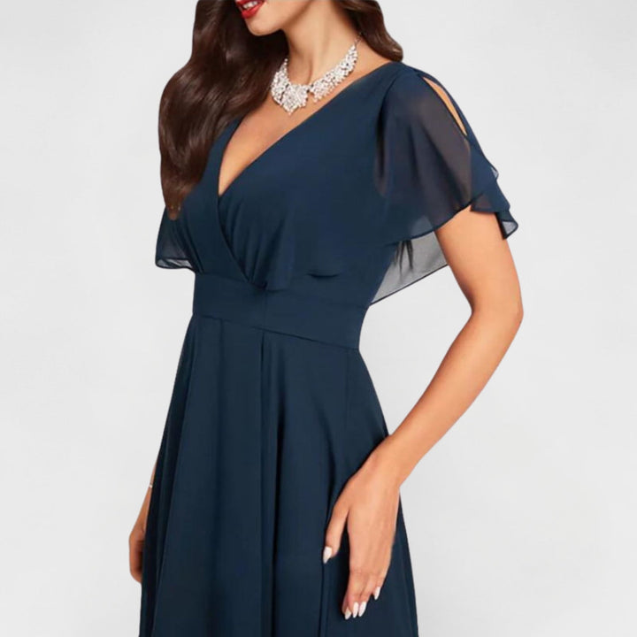 Catalina - Vestido Maxi com Decote em V Fluido