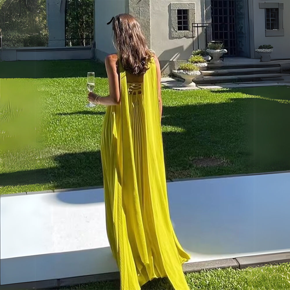 Melista - Vestido Comprido Elegante Com Pregas