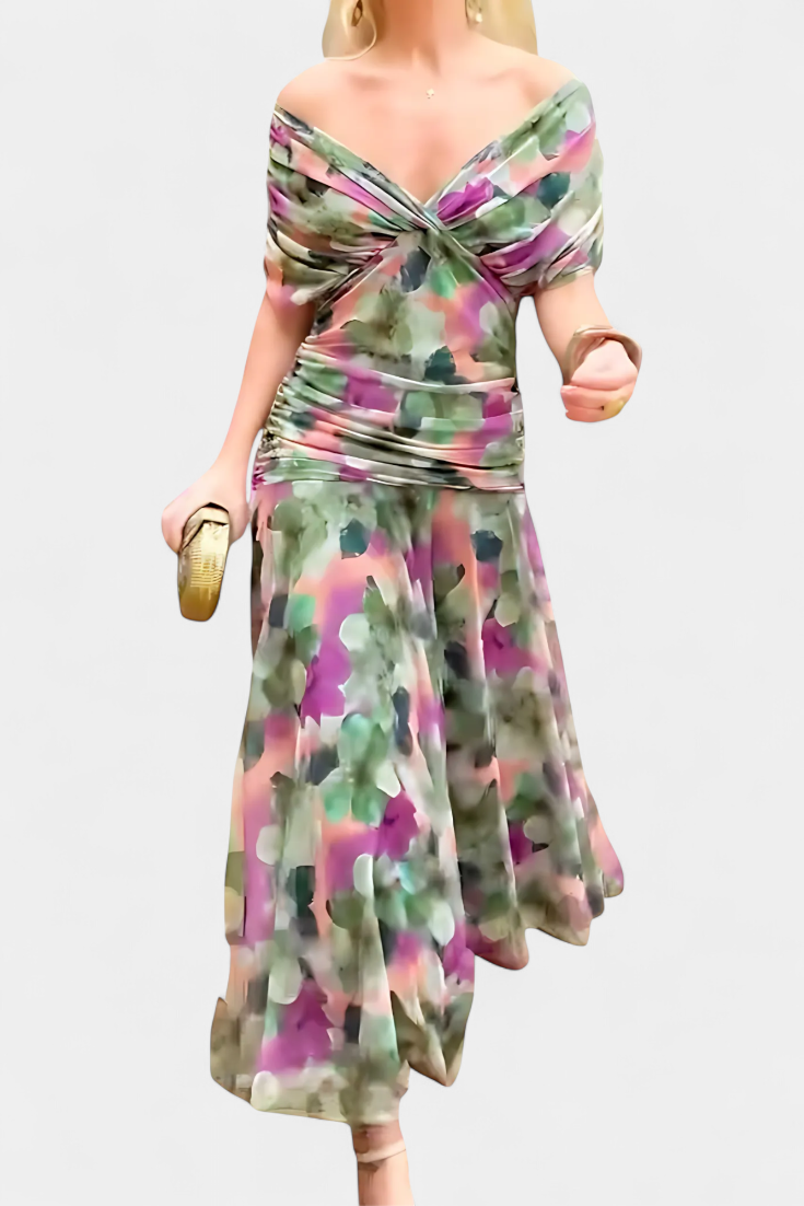 Lordanka - Vestido Comprido Com Decote Em V e Padrão Floral