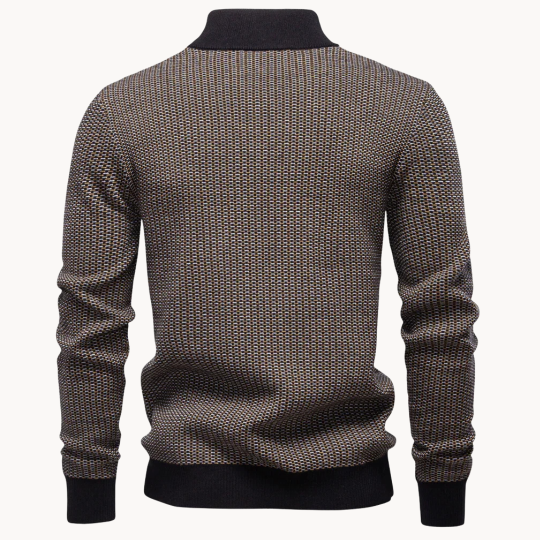Limman - Camisola de malha jacquard com meio fecho