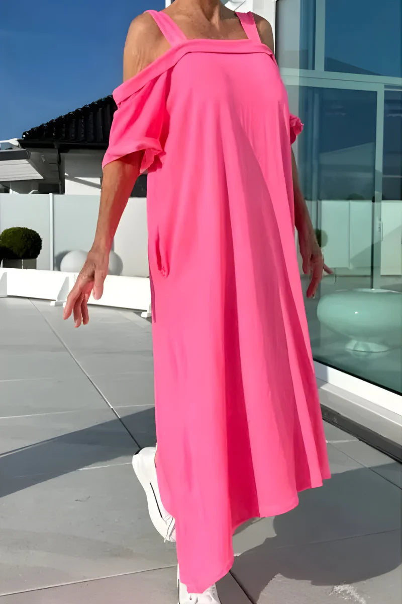 Vathsala - Vestido de Verão Comprido Com Ombros à Vista