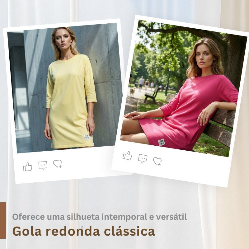 Sidsel - Vestido Elegante Com Gola Redonda