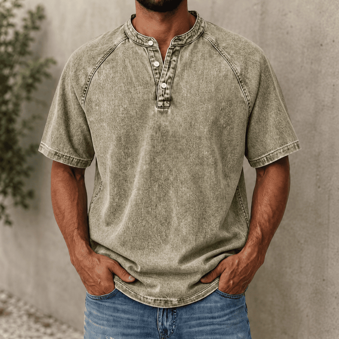 Zerric - Camisa Henley Em Ganga De Manga Curta