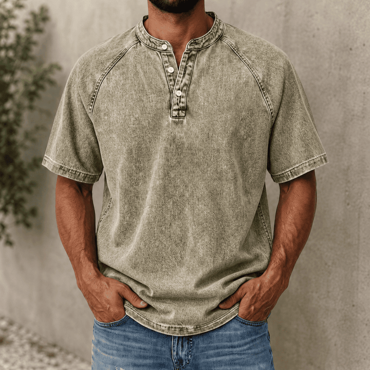 Zerric - Camisa Henley Em Ganga De Manga Curta