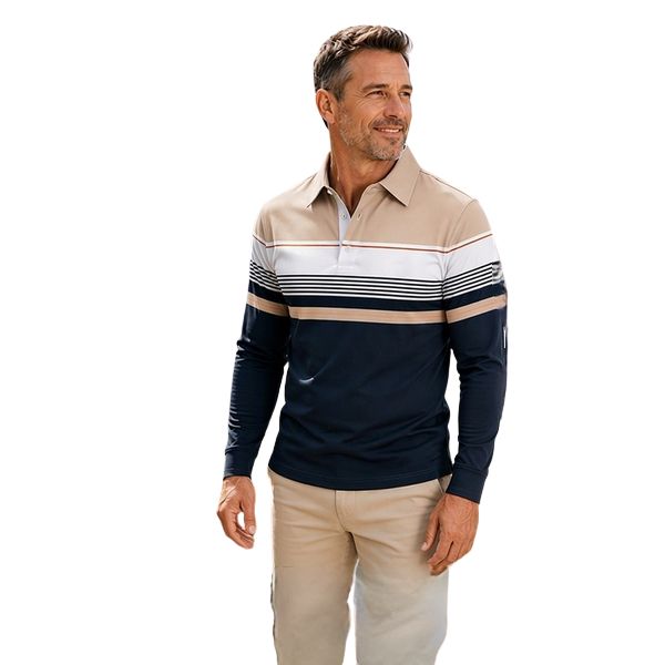 Philippe - Camisa Polo de Manga Comprida Com Riscas