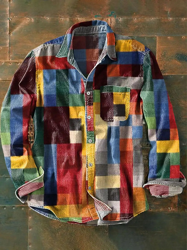 Germaine - Camisa Unissexo de Manga Comprida com Padrão Arco-íris Simples