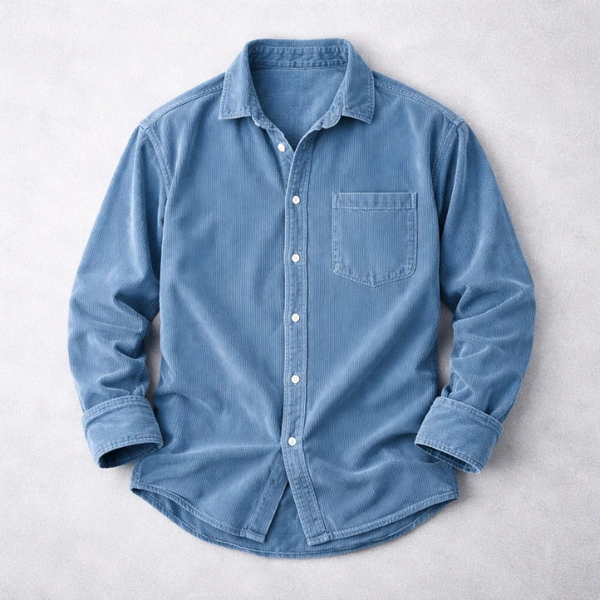 Heshan - Camisa de Veludo Cotelê Com Botões