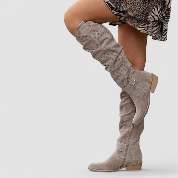 Yesinia - Botas De Camurça Até Ao Joelho Com Fecho