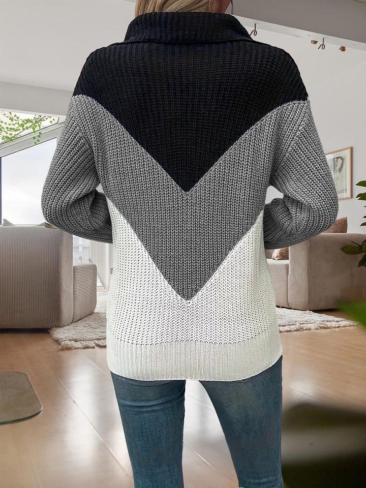 Fagina - Camisola Elegante De Malha Com Meio Fecho