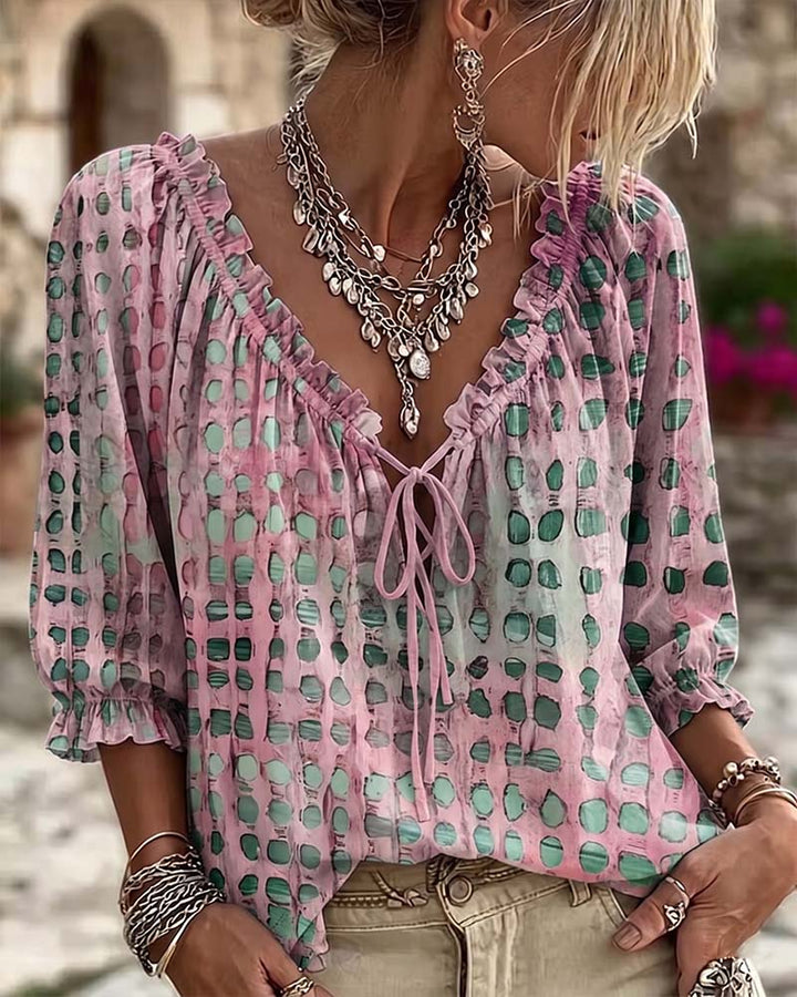 Kesney - Blusa As Bolinhas Com Atacadores