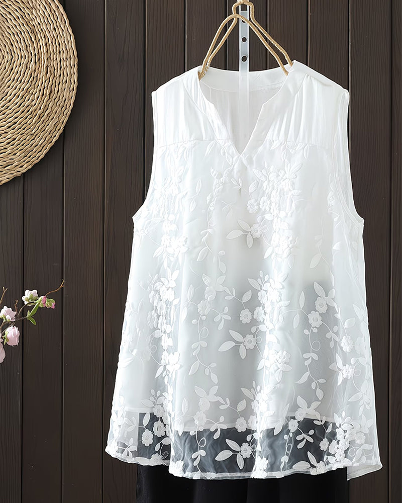 Shilika - Camisola Sem Mangas Com Padrão Floral