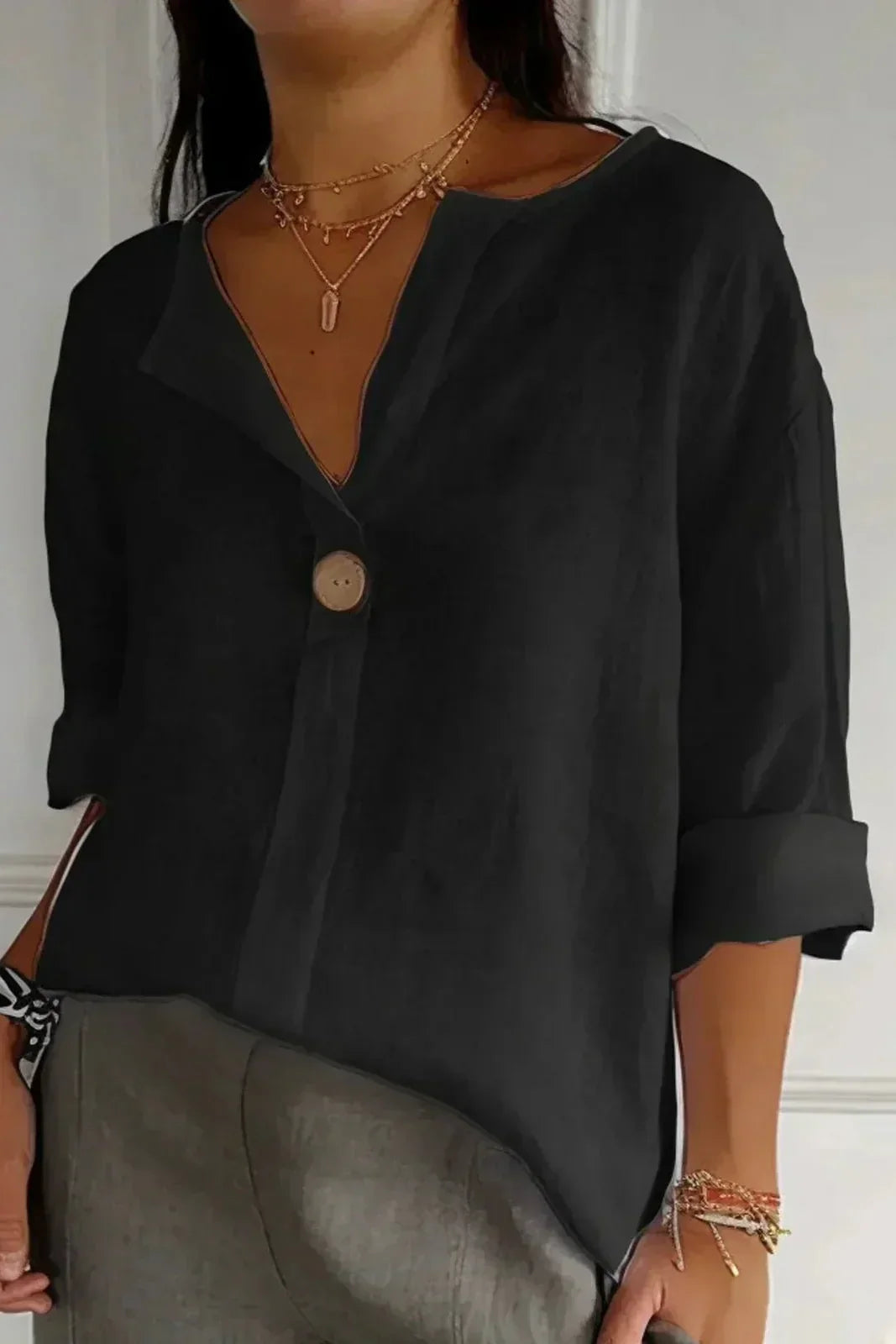 Chalina - Blusa De Linho Com Decote Em V