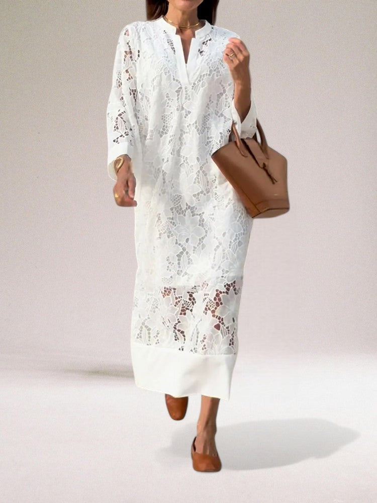 Hafenaa - Vestido Maxi De Renda Luxuoso
