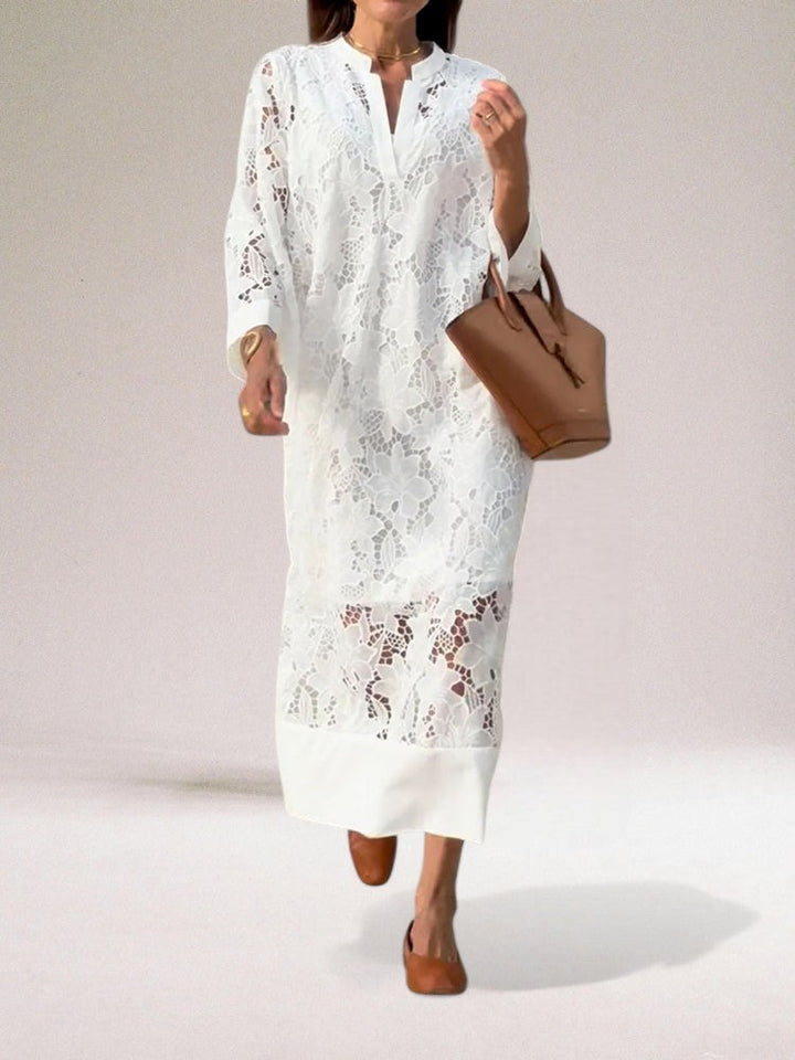 Hafenaa - Vestido Maxi De Renda Luxuoso
