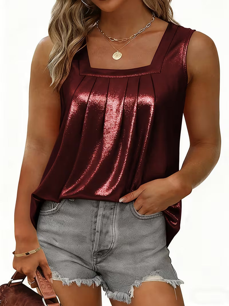 Shivina - Camisola Sem Mangas Metálica Com Decote Redondo