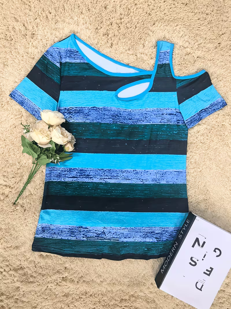 Sittina - T-Camisa às Riscas Com Ombros à Vista