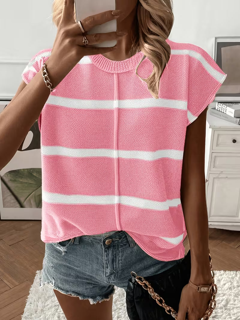 Enila - Camisola De Malha Às Riscas Com Gola Redonda