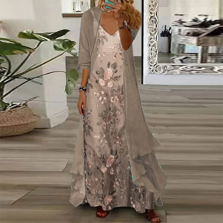 Edda - Conjunto de Vestido Longo de Duas Peças