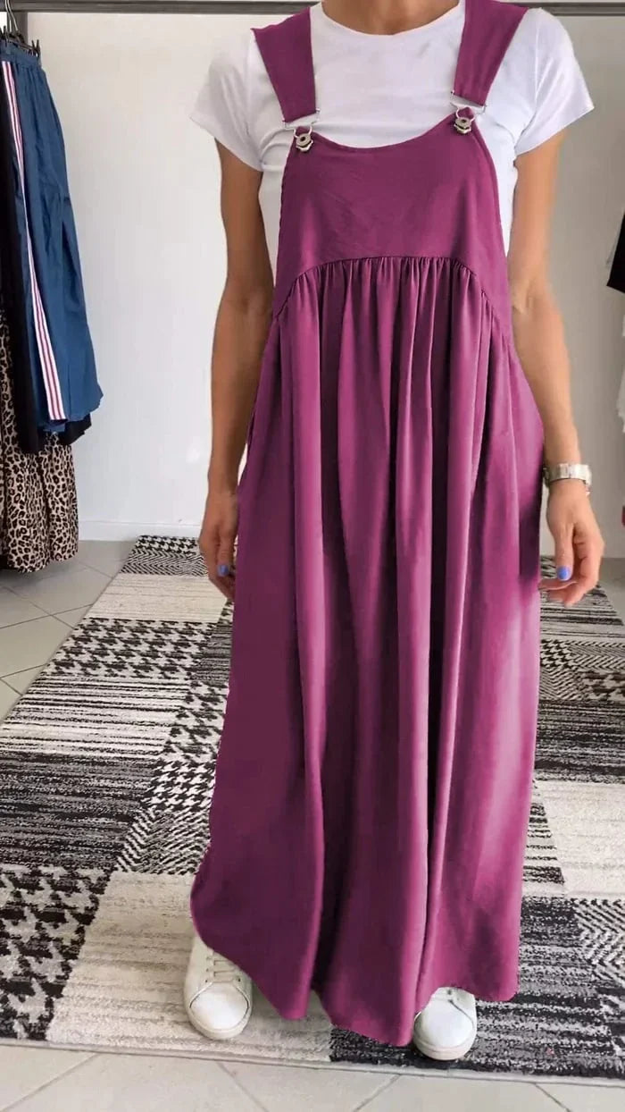 Regla - Vestido Solto De Algodão E Linho Com Alças