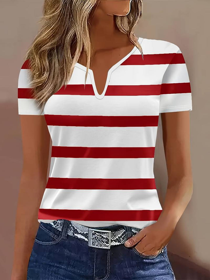 Kiley - Camisola Elegante De Manga Curta Às Riscas