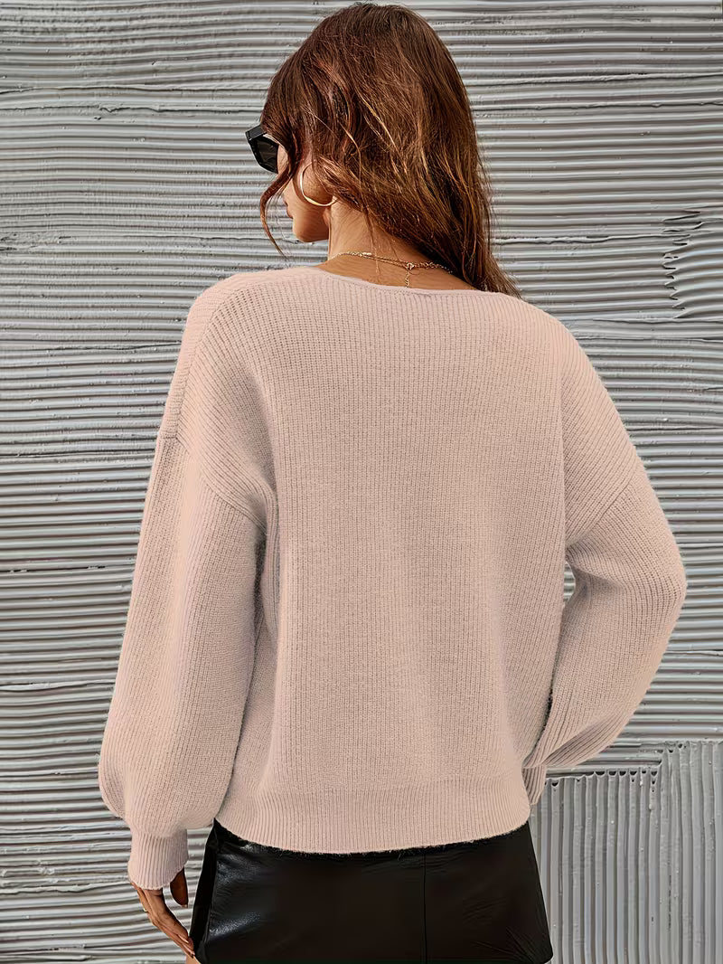 Irmelin - Camisola com decote em V e ombros caídos