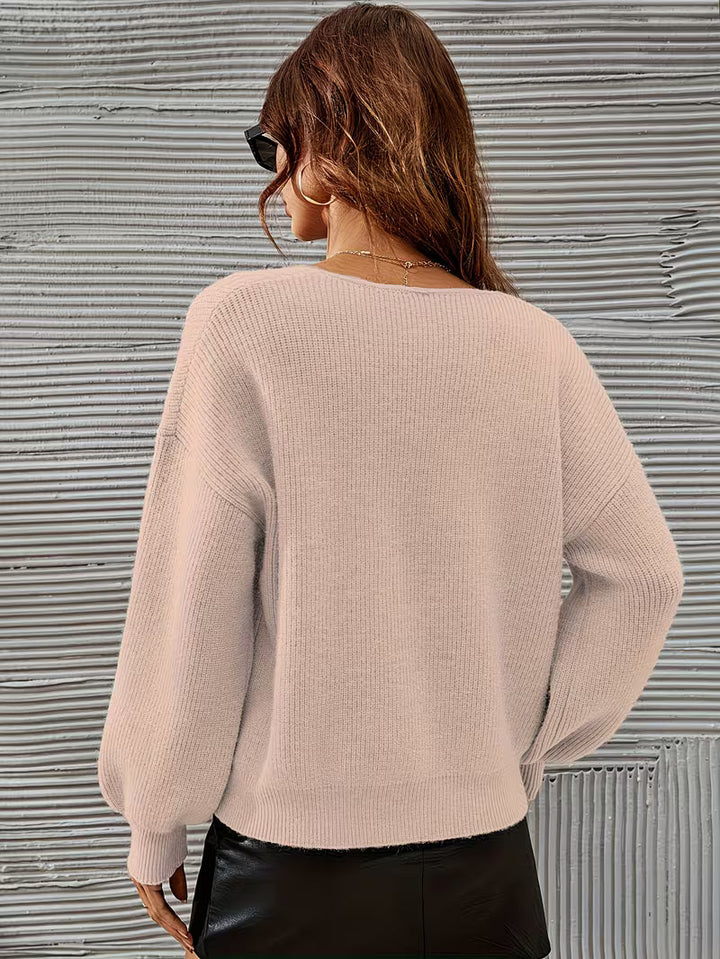 Irmelin - Camisola com decote em V e ombros caídos