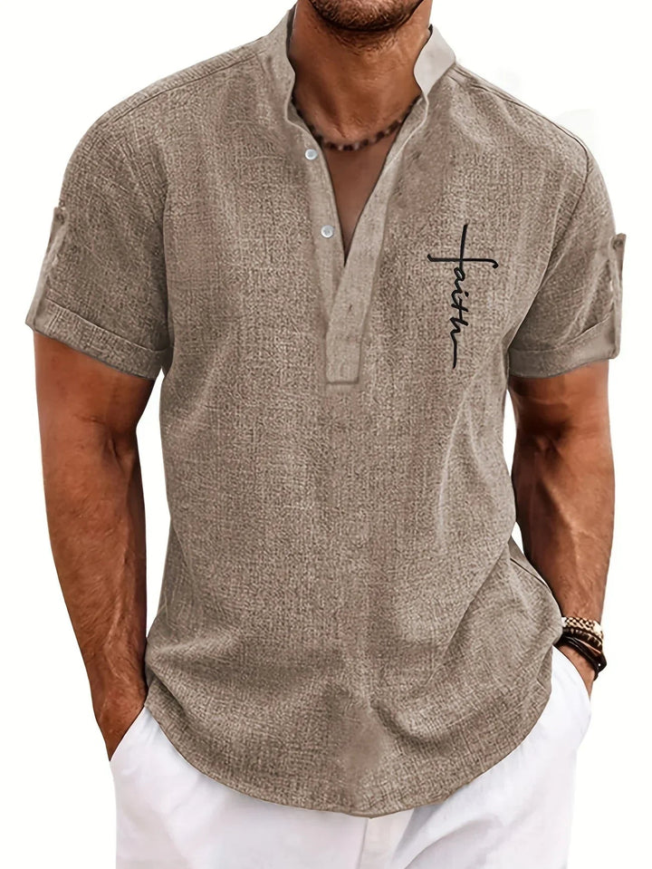 Samuelson - Camisa Elegante De Manga Curta Com Gola