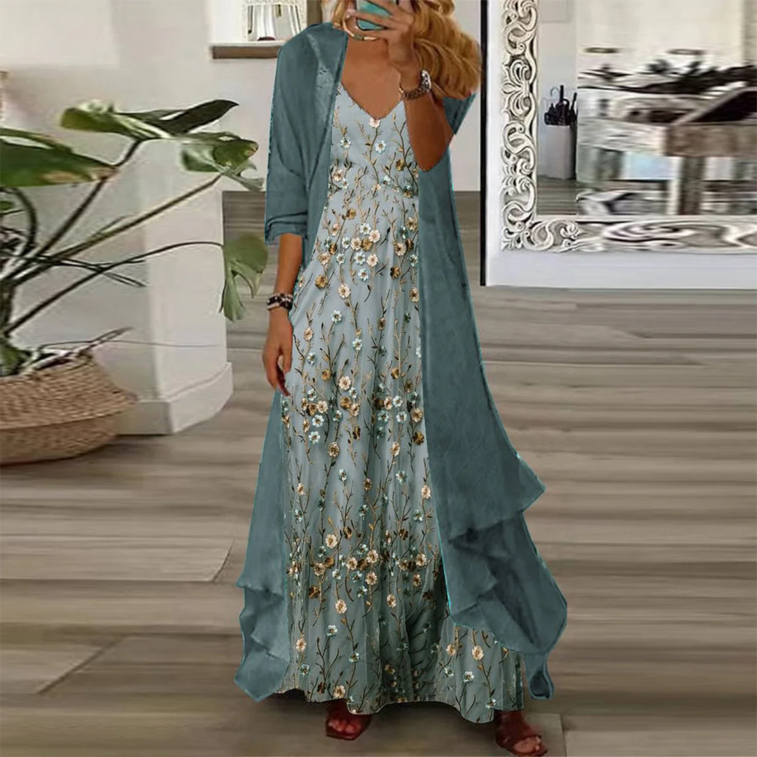 Edda - Conjunto de Vestido Longo de Duas Peças