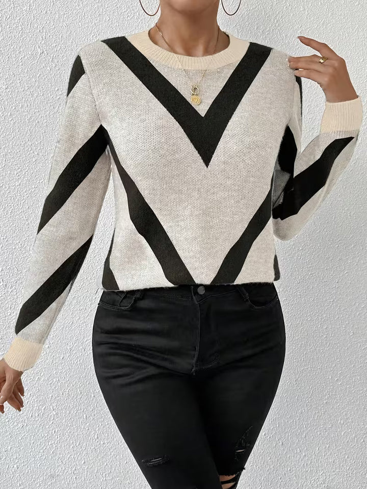 Minaza - Camisola De Gola Redonda Com Padrão Geométrico
