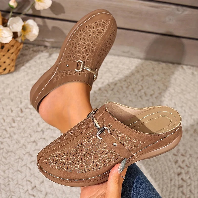 Hailen - Mules Casuais Com Padrão Floral e Sem Atacadores