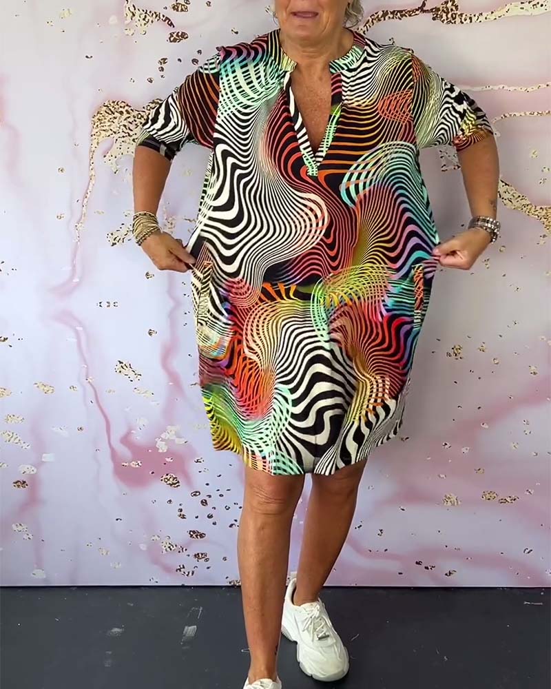 Diane - Vestido Colorido Com Decote Em V