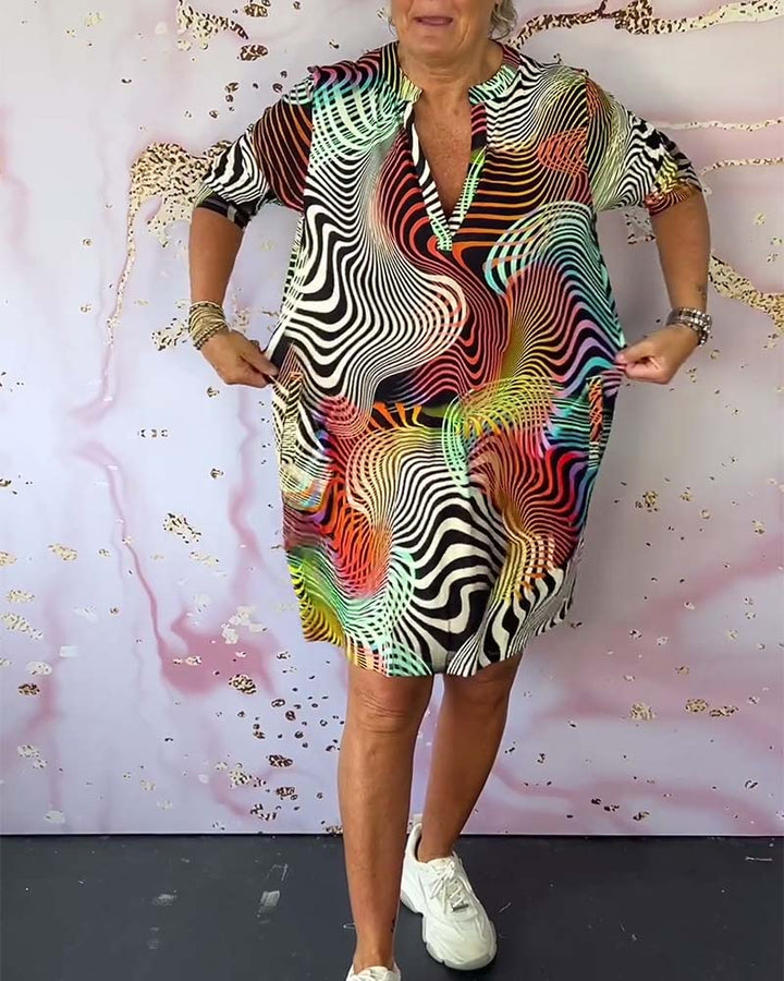 Diane - Vestido Colorido Com Decote Em V